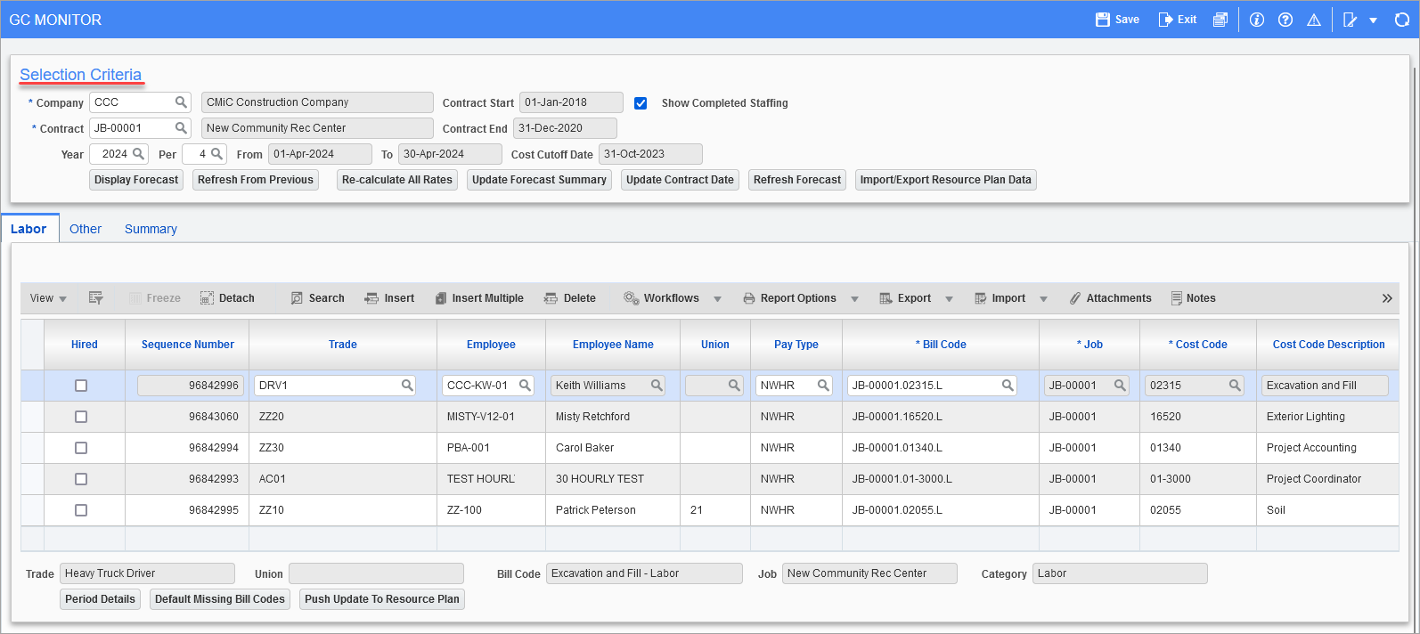 Example of the GC Monitor Screen