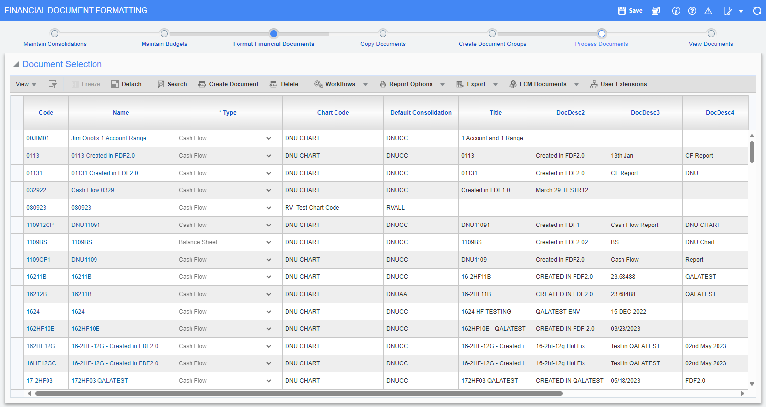Screenshot of Format Financial Documents