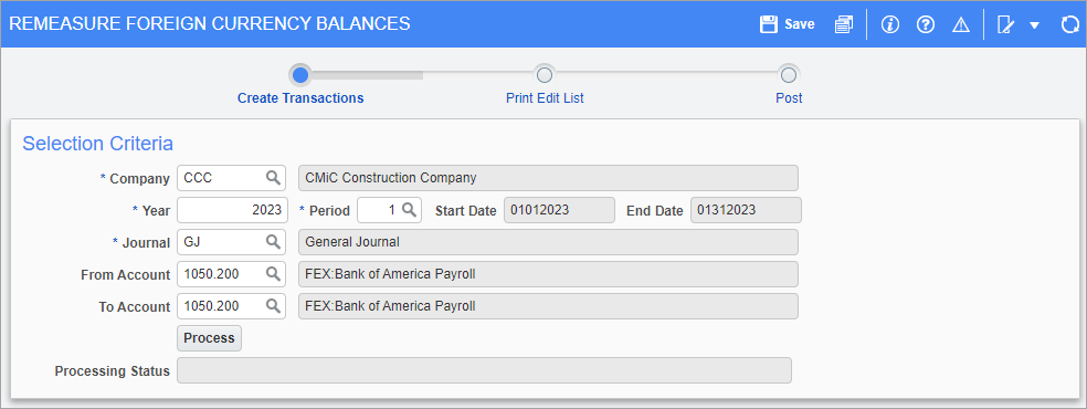 Screenshot of Remeasure Foreign Currency Balances