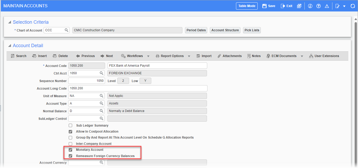 Screenshot of Maintain Accounts