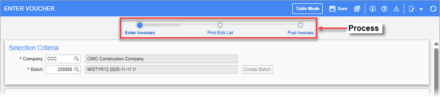Screenshot of process on Enter Voucher screen.