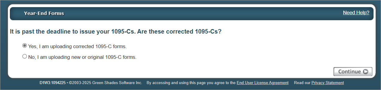 Screenshot of Year-End forms deadline warning.