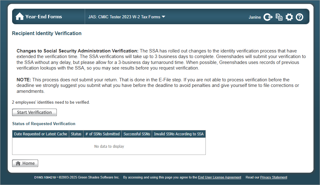 Screenshot of Recipient Identity Verification.