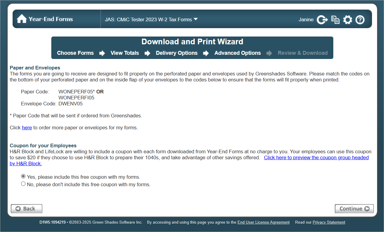 Screenshot of Advanced Options.