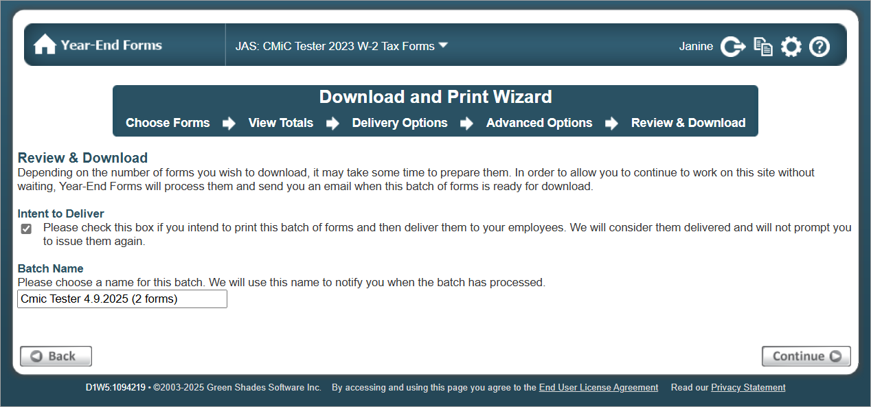 Screenshot of Review and Download.