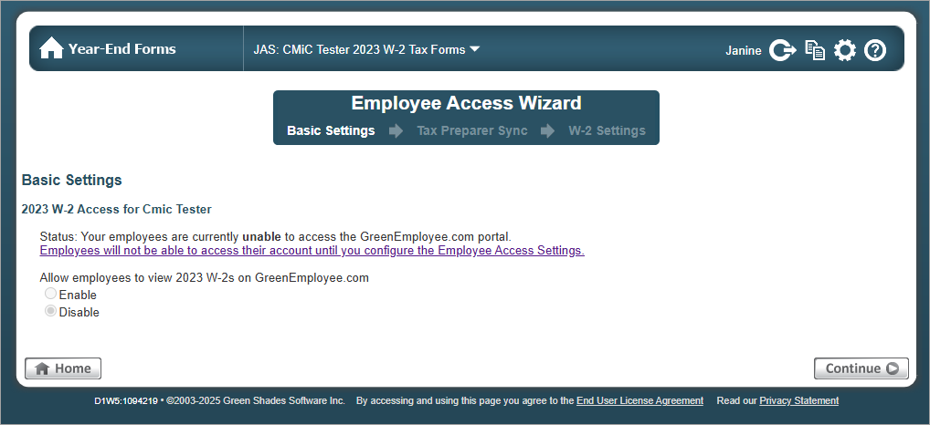Screenshot of Manage Employee Access.