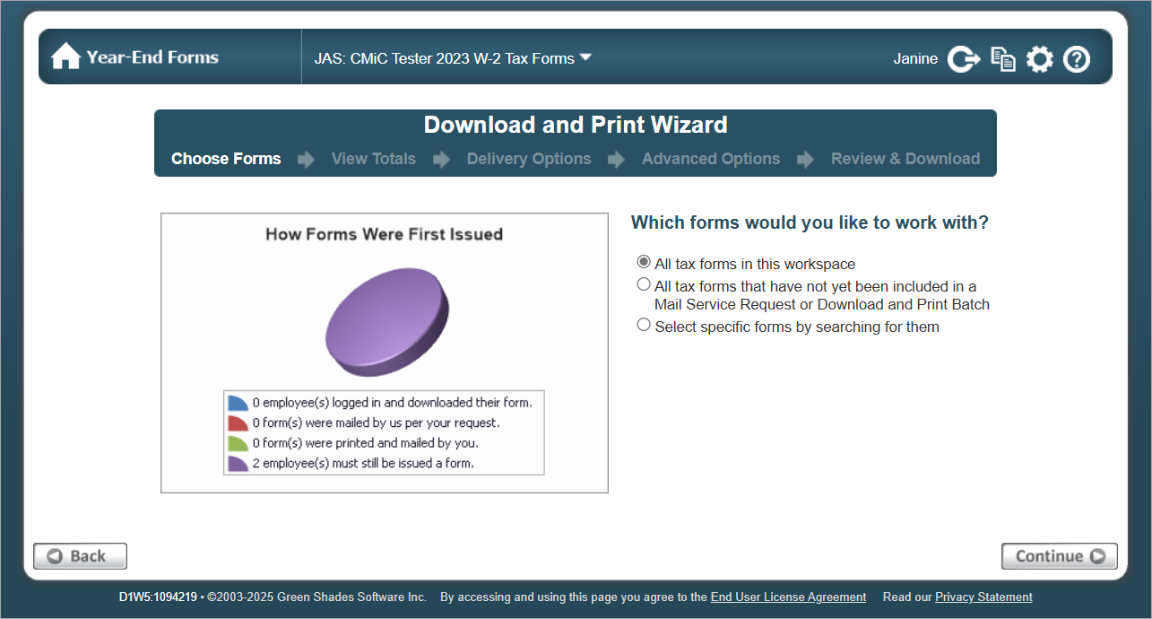 Screenshot of Choose Forms.