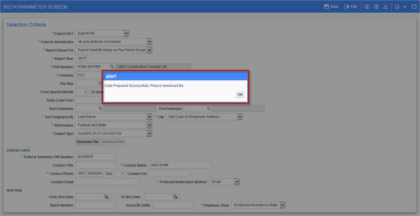 Screenshot of alert message.