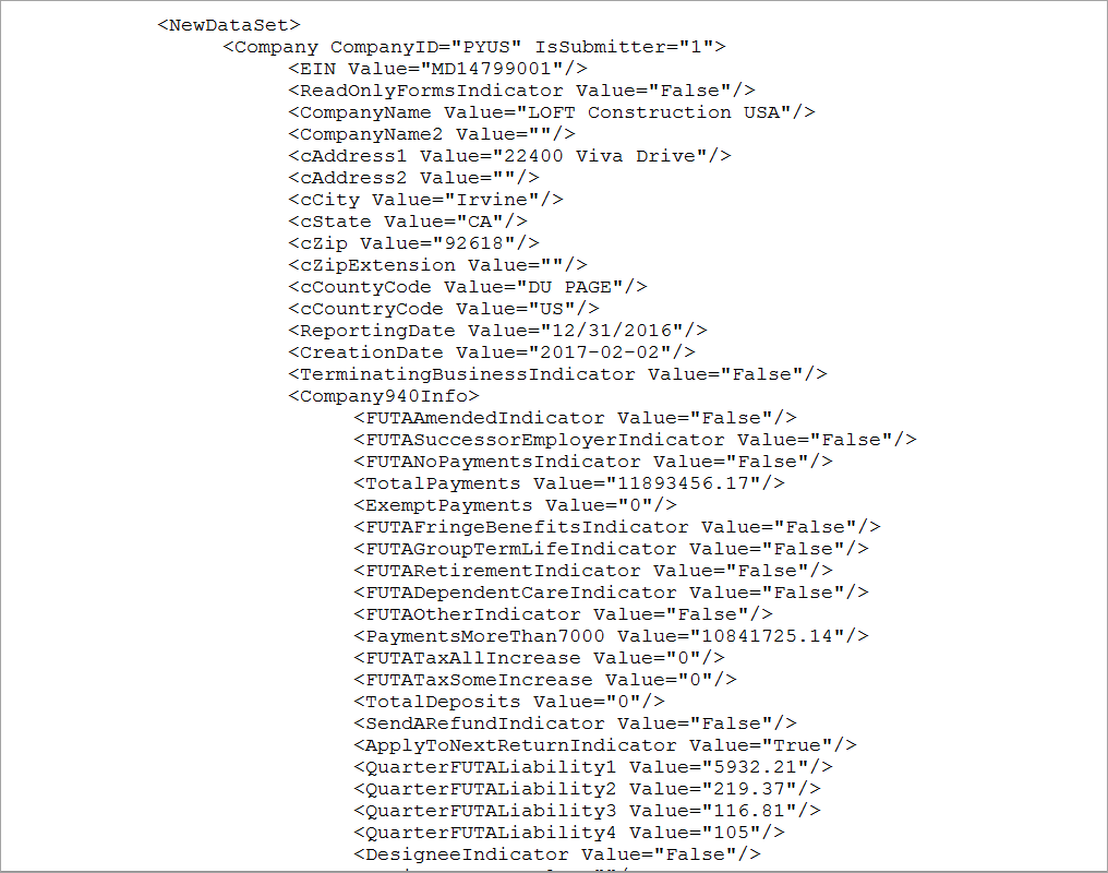 Sample of Fed 940 Report XML File with Complete Tags and Nodes.