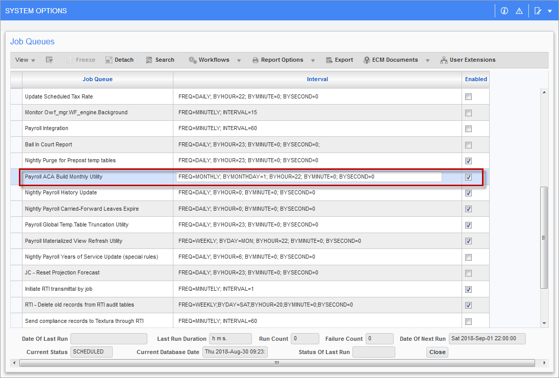 Screenshot of System Options – General Tab – [Job Queue] button.