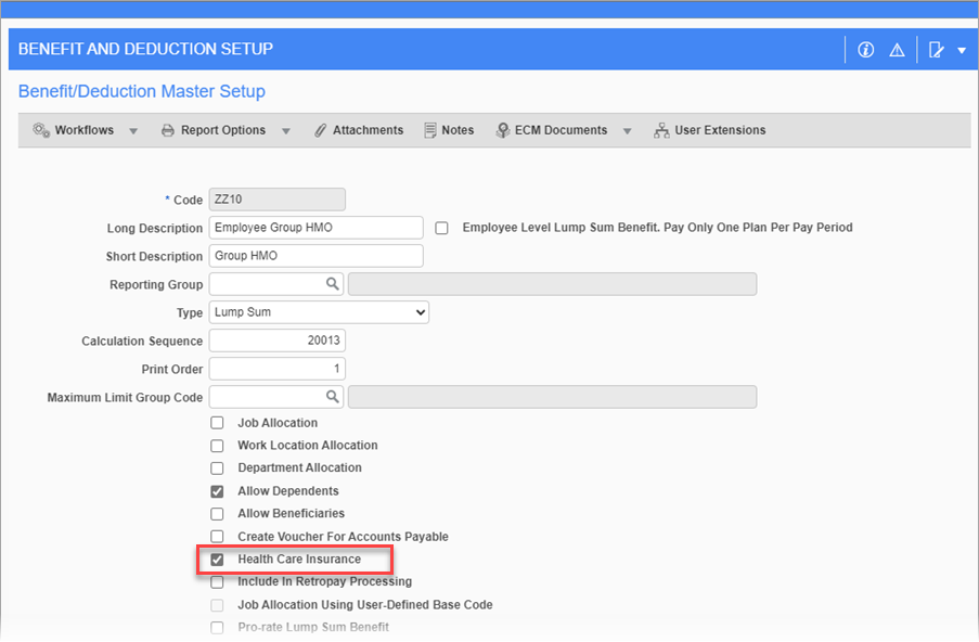 Screenshot of Master Setup pop-up