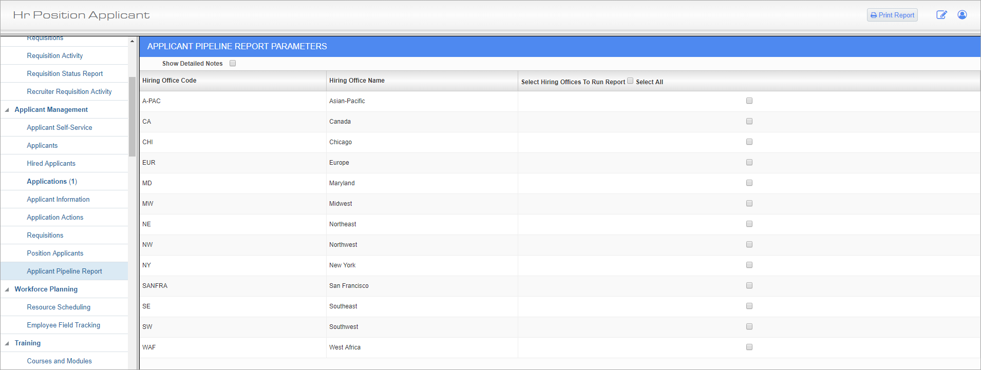 Human Capital Management - Applicant Pipeline Report