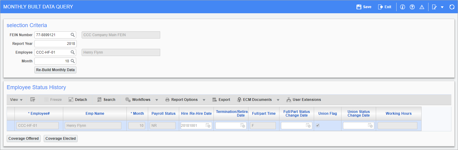 Screenshot of Monthly Built Data Query