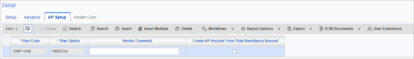 Screenshot of AP Setup tab