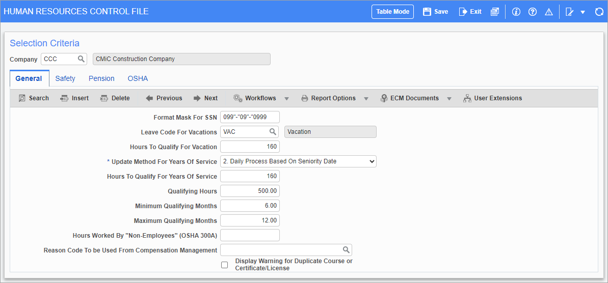 Screenshot of General tab