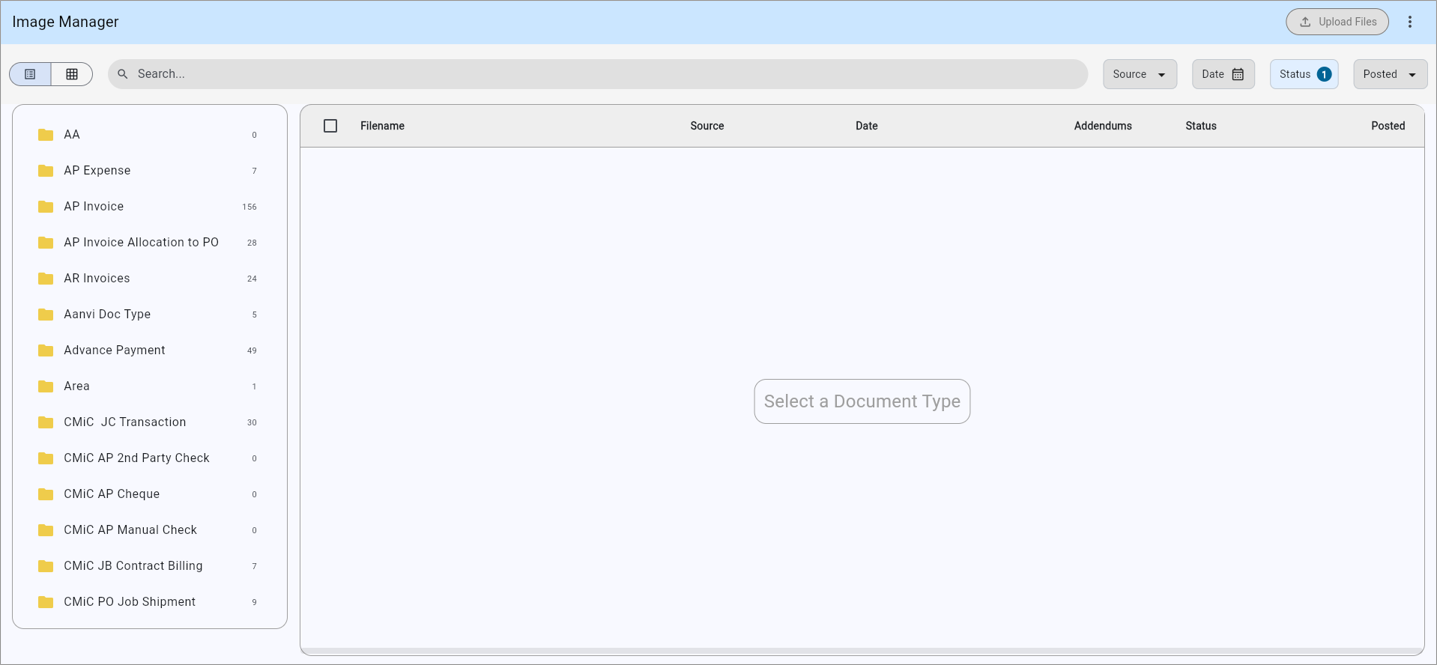 Screenshot of Image Manager screen in log view.