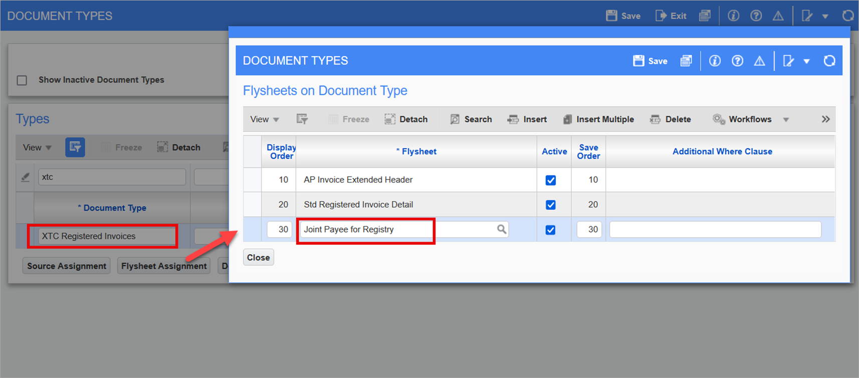 Screenshot of the Joint Payee for Registry document type