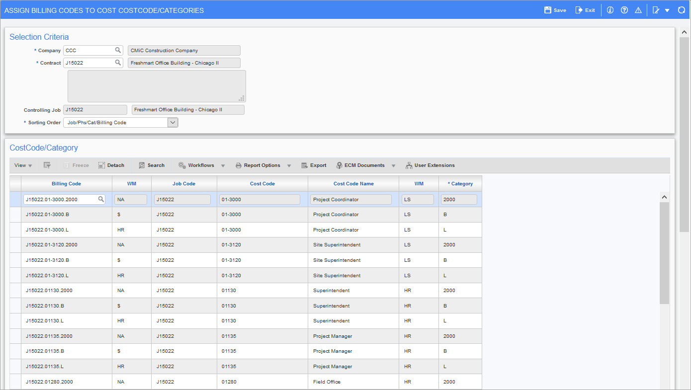 Assign Billing Codes To Cost Elements