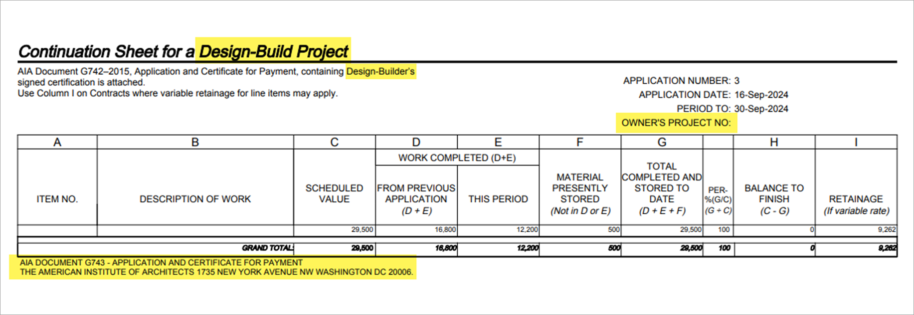Sample of a printed G742 invoice