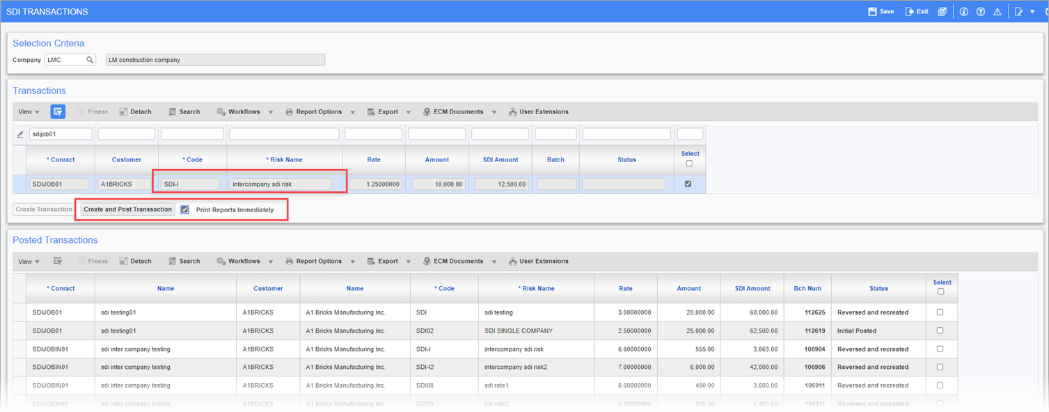 Creating and posting the inter-company transaction