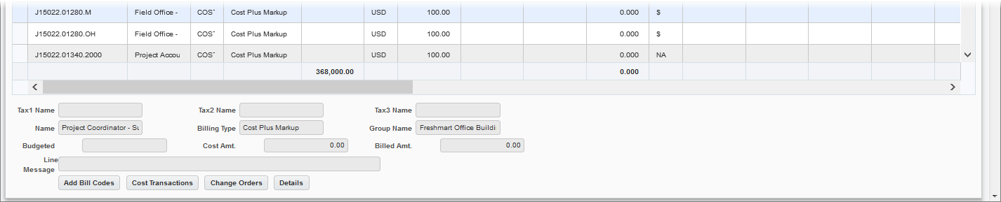 Sample of the JB Prepare Billing screen
