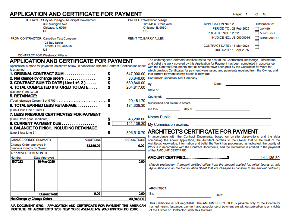 Sample of JBPB_U10 invoice layout