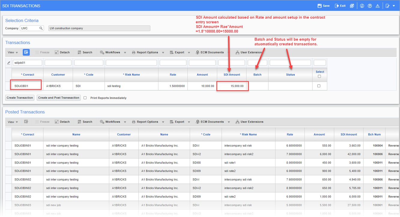 Sample of the SDI amount calculation