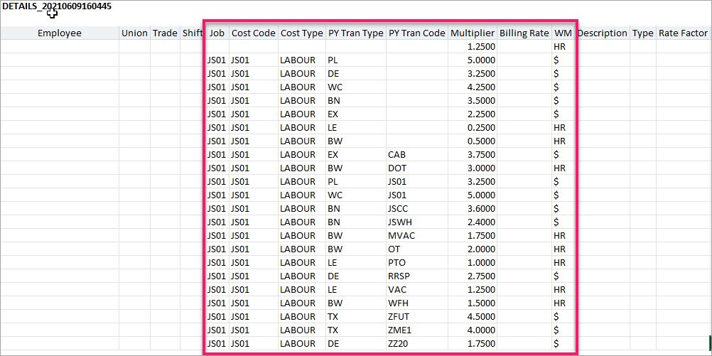 Setting Up Bill Rate For Individual Burden Codes