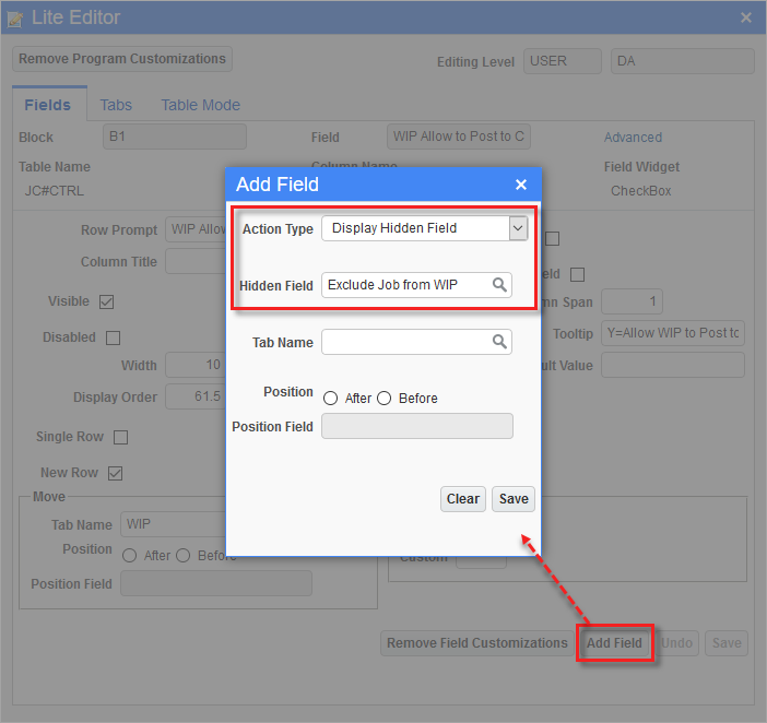 Sample of adding a hidden field using the Lite Editor