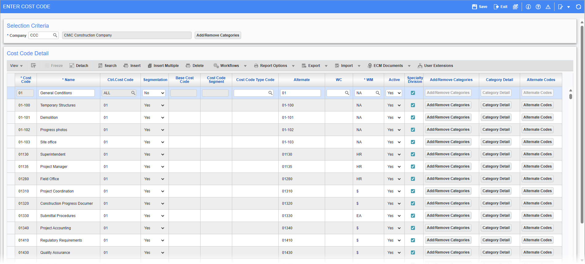 Screenshot of Enter Cost Code.