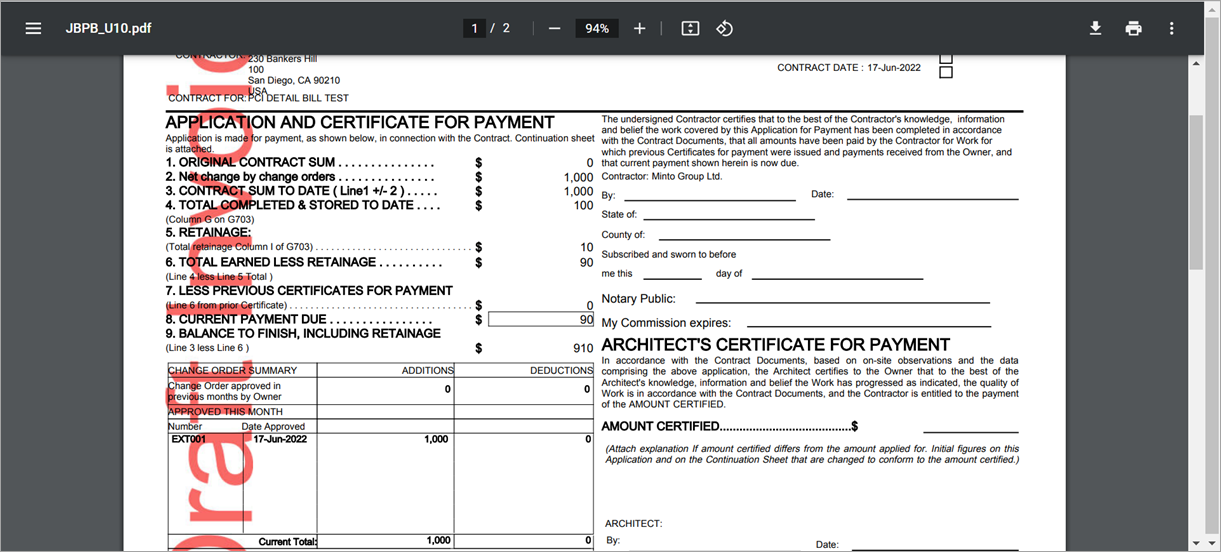 Sample of Invoice JBPB_U10