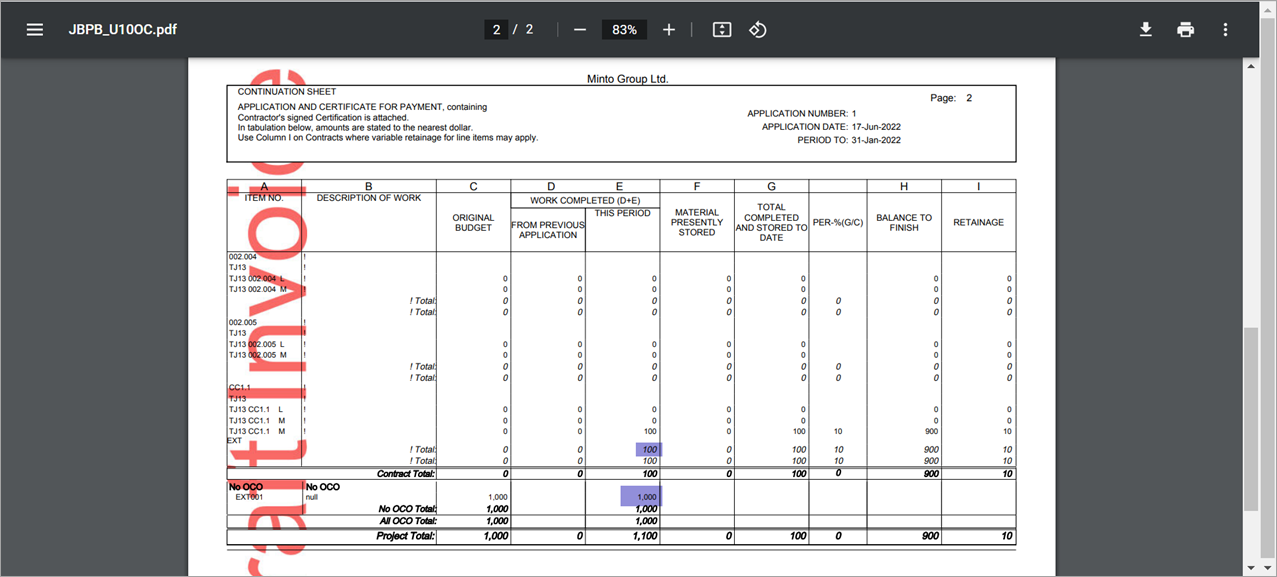 Sample of Invoice JBPB_U10OC