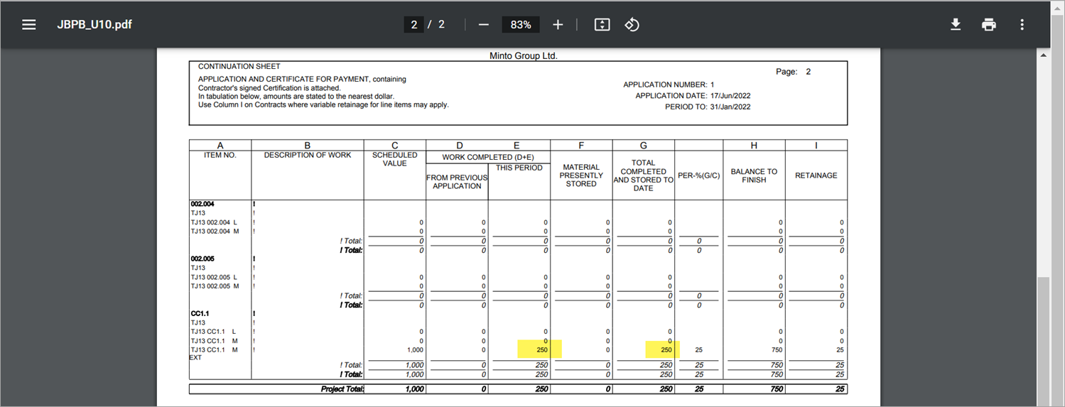 Sample of Invoice JBPB_U10