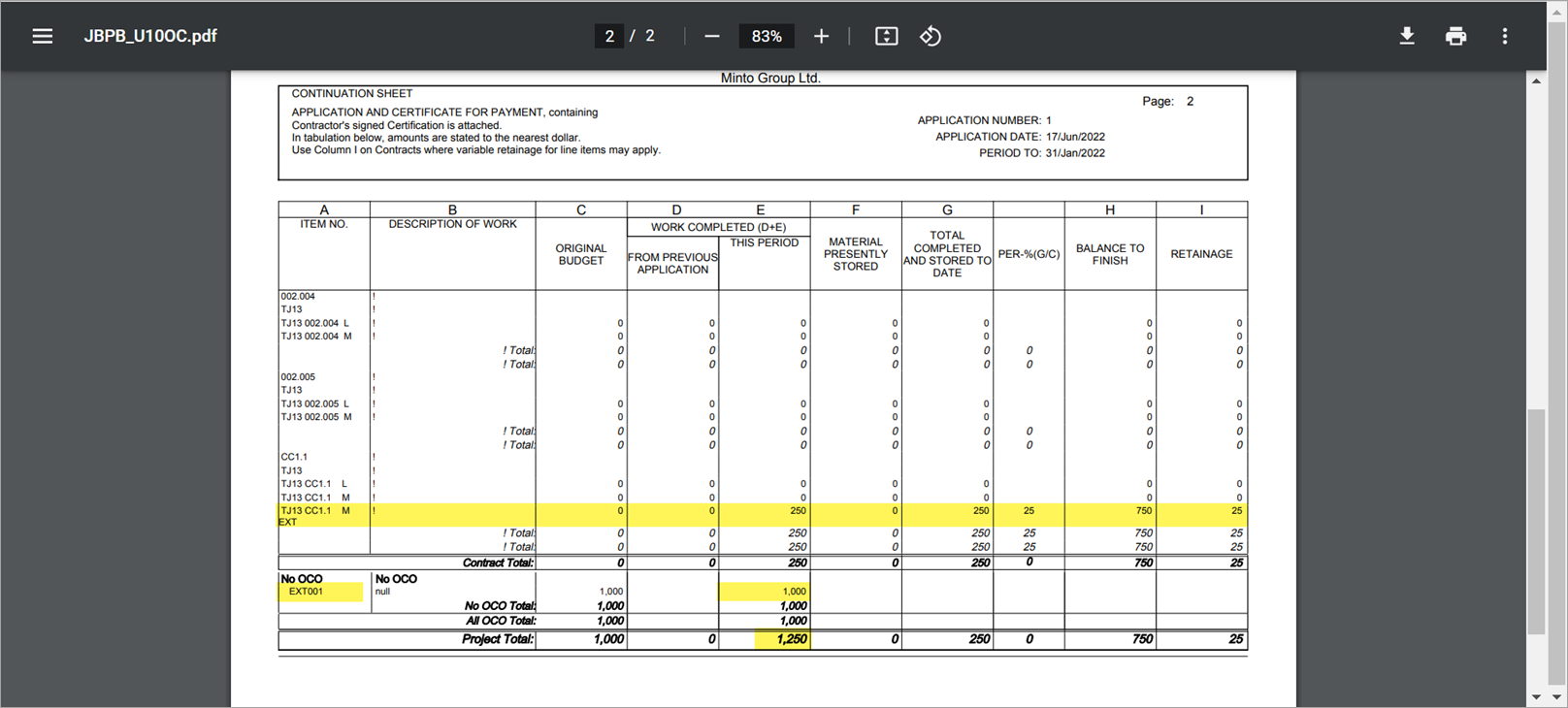 Sample of Invoice JBPB_U10OC