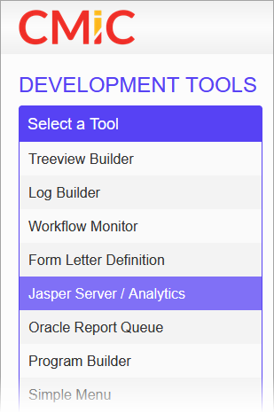 Jasper Server option on Launch Page