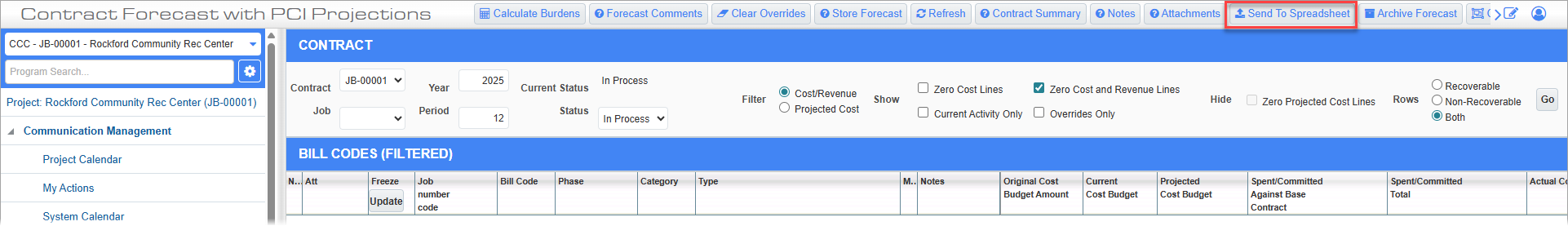 Screenshot of [Send to Spreadsheet] button.