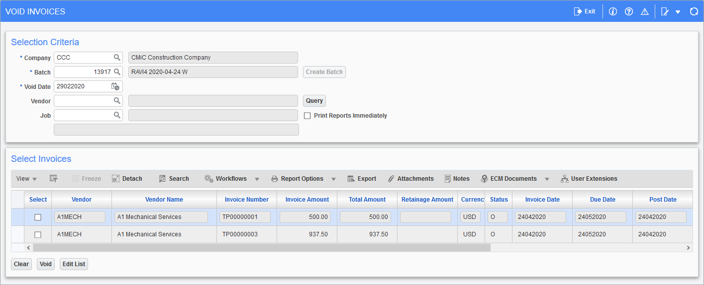 Void External Trucker Invoice