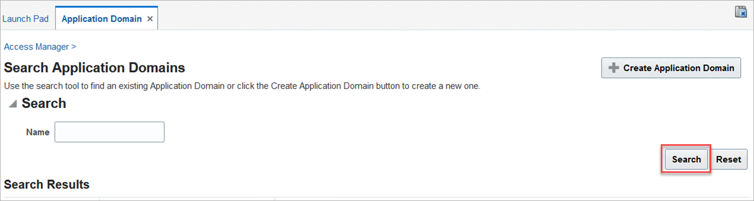 Screenshot of Application Domain tab