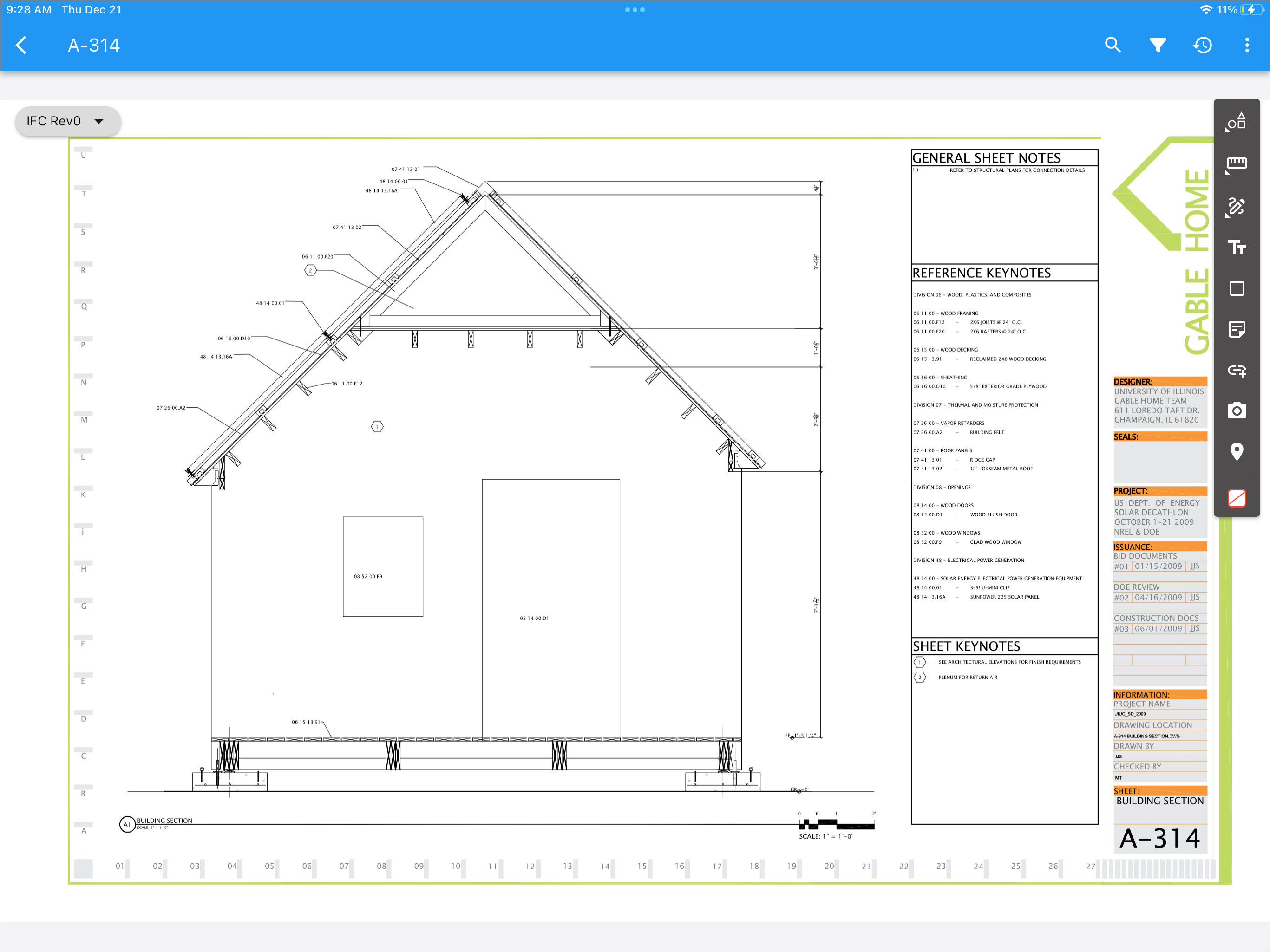 Screenshot of Construct PM with drawing sheet open.