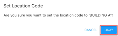 Screenshot of Set Location Code verification pop-up window.