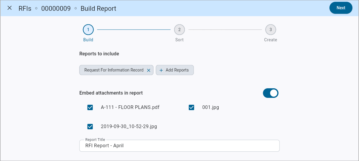 Screenshot of Build Report.