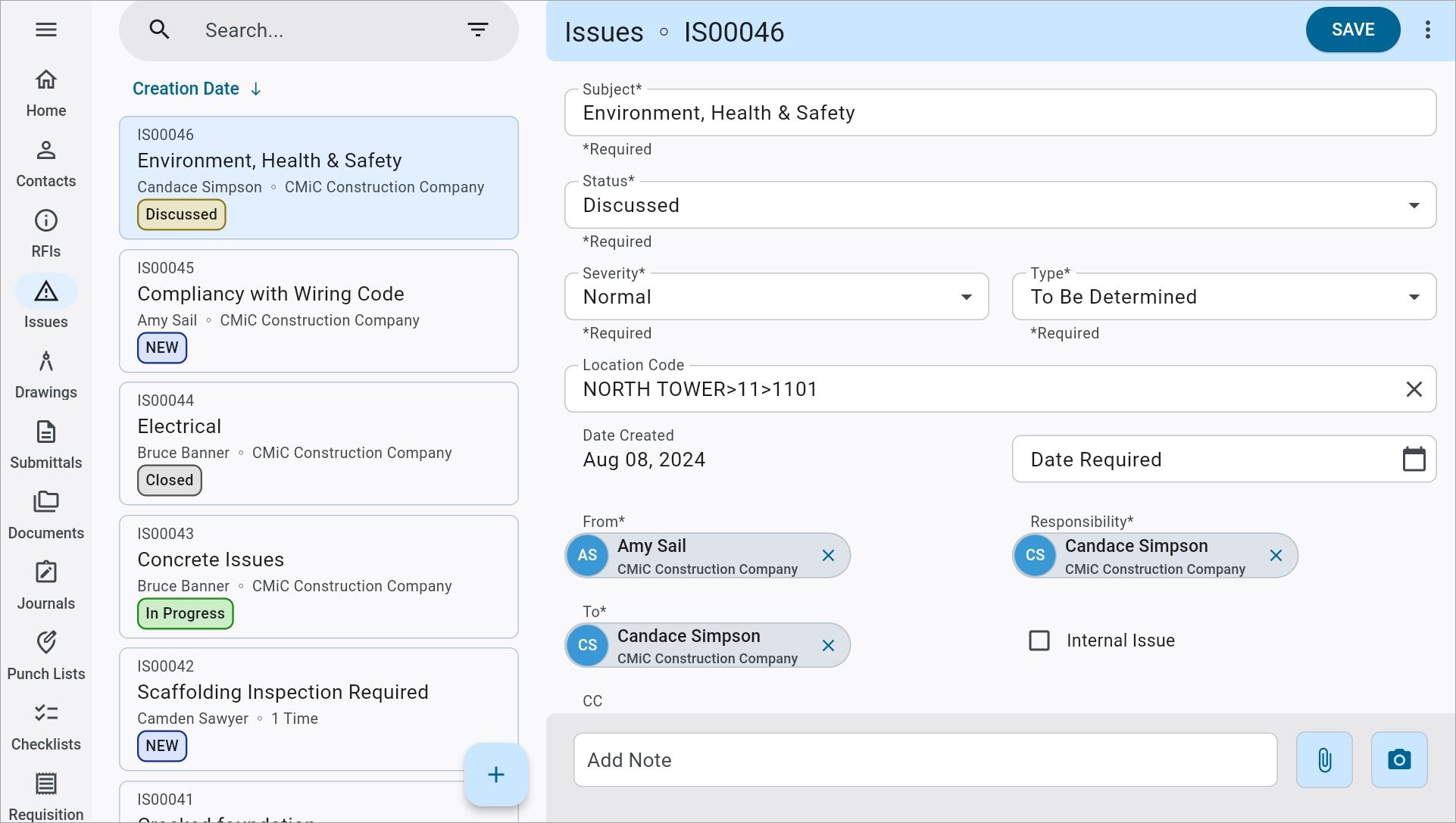 Screenshot of Issues 
