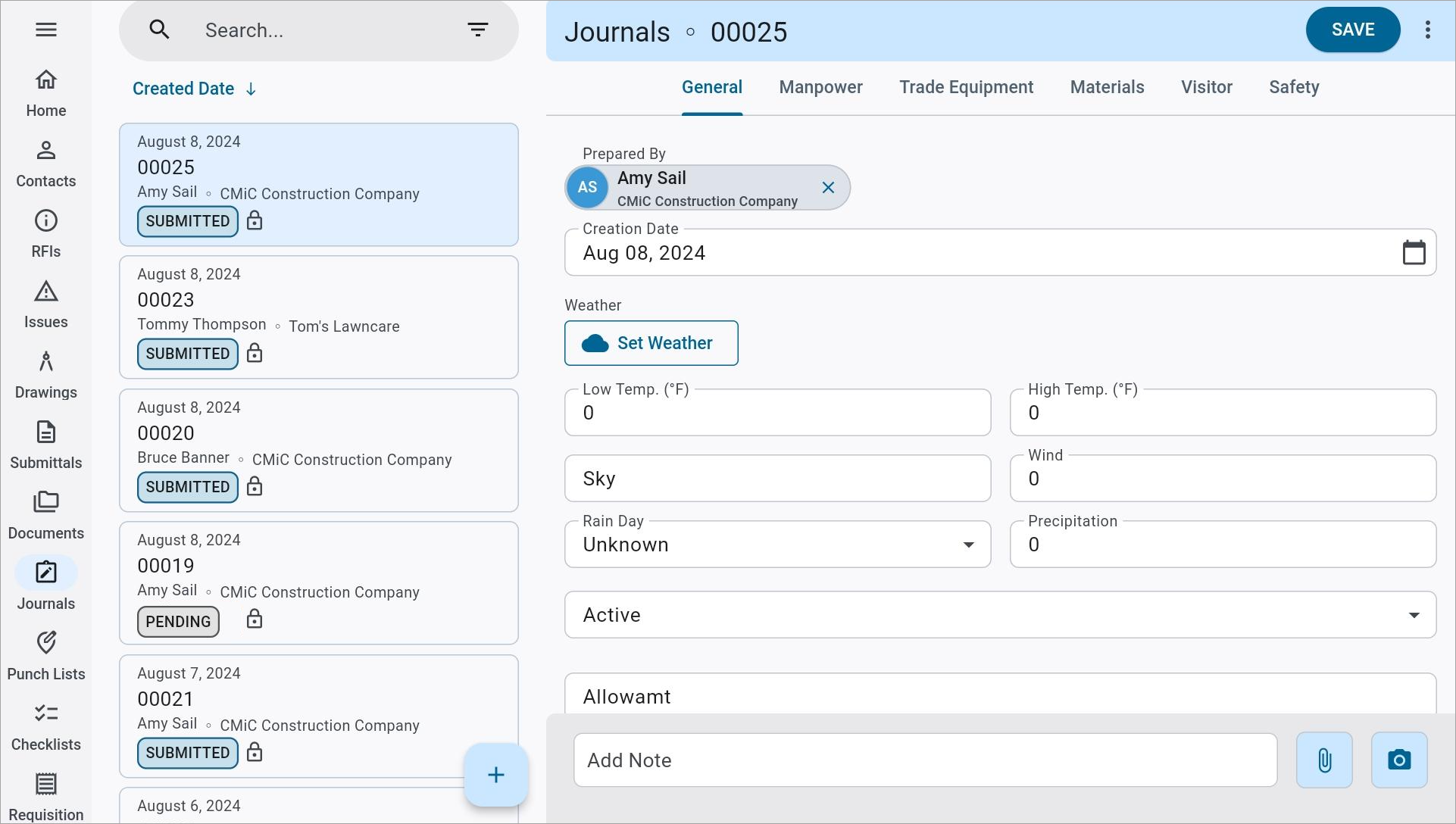 Screenshot of Journals