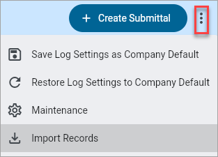 Screenshot of Menu with Import option highlighted.