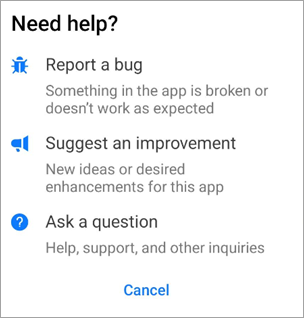 Screenshot of Need Help?