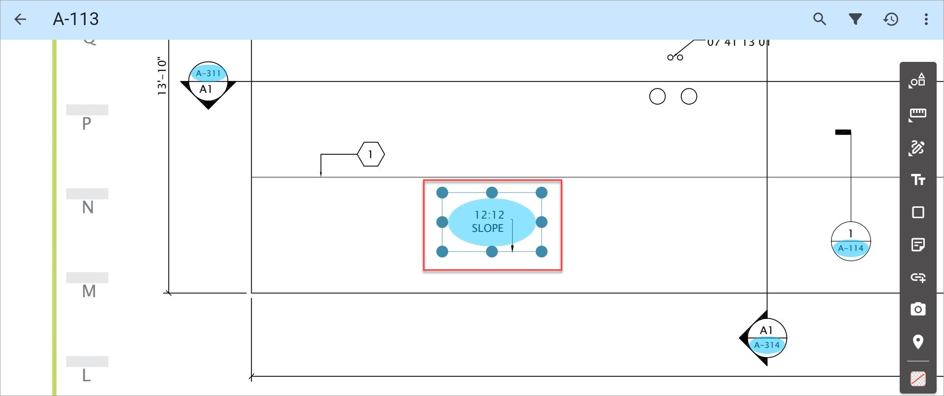 Screenshot of Drawings with area selected