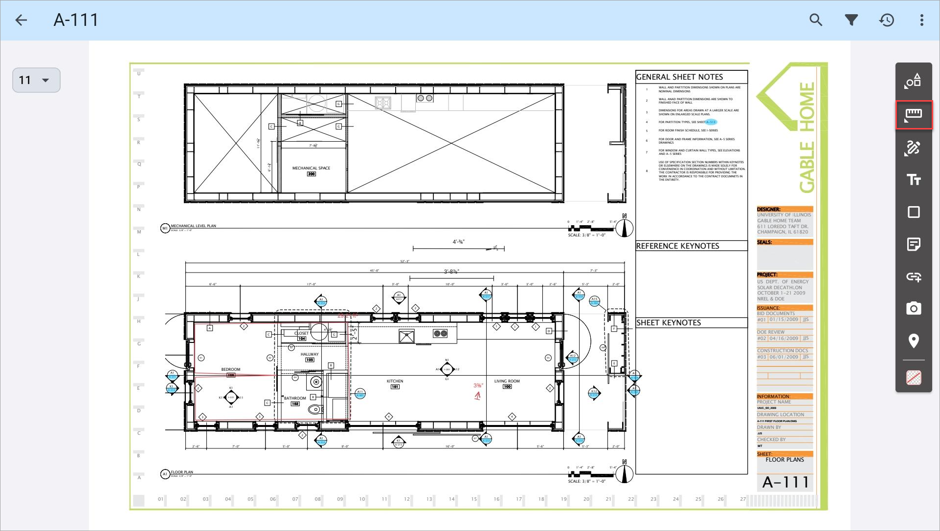 Screenshot of Drawing Measurement tools in Drawings