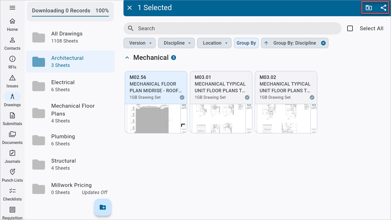 Screenshot of Drawings with toolbar highlighted