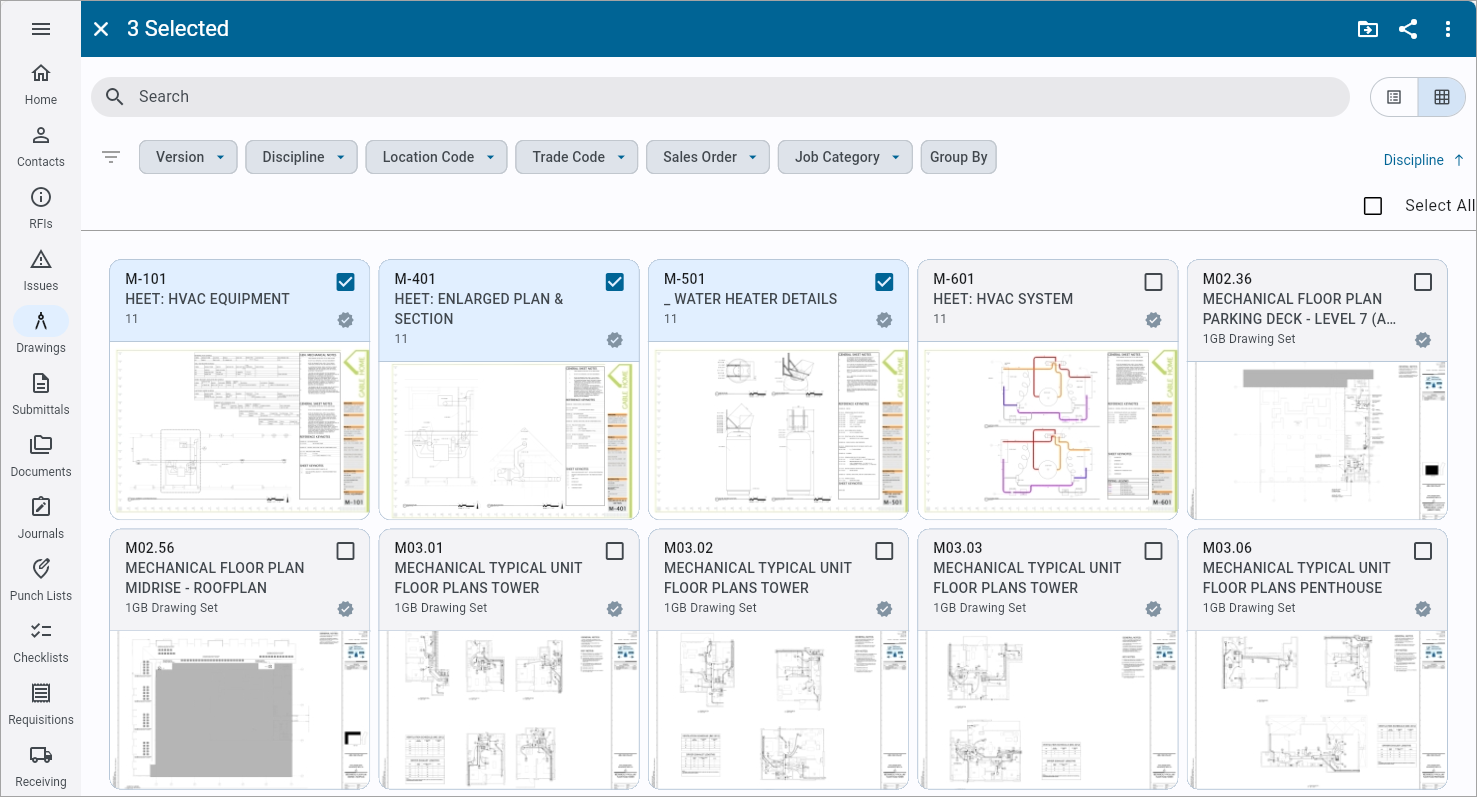 Screenshot of Drawings with batch edit