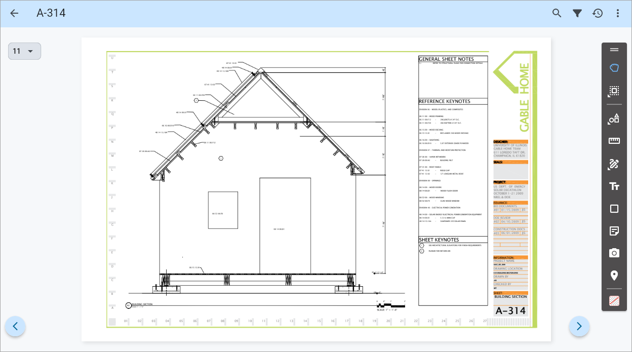 Screenshot of Drawings viewer